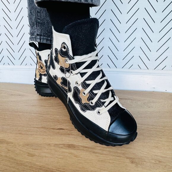 ⭐Rare Converse Run Star Hike Hi Women Shoes Sz 6.5 Leopard Platform Gold 172036C - Picture 4 of 12